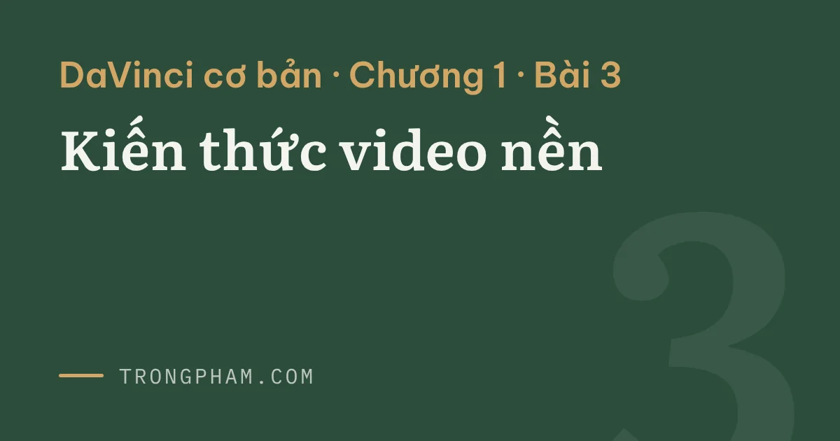 Bìa loạt DaVinci cơ bản, chương 1, bài 3: Kiến thức video nền