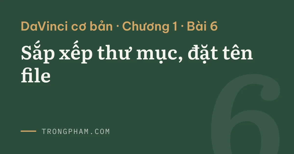 Bìa loạt DaVinci cơ bản, chương 1, bài 6: Sắp xếp thư mục, đặt tên file